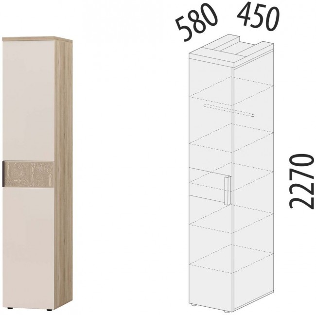 900.10 Шкаф-пенал (лев/прав) Кашемир 450 900.10 Шкаф-пенал (лев/прав) Кашемир 450