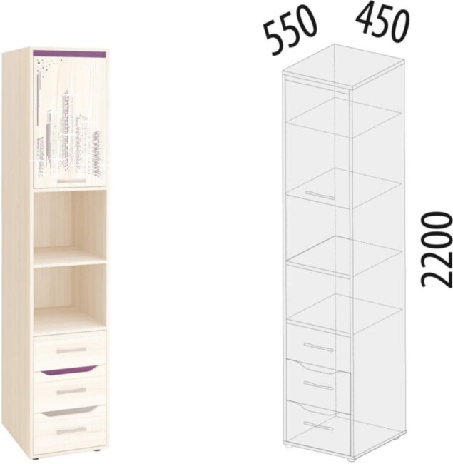 55.04.1 Стеллаж (лев/прав) Мегаполис 450 55.04.1 Стеллаж (лев/прав) Мегаполис 450