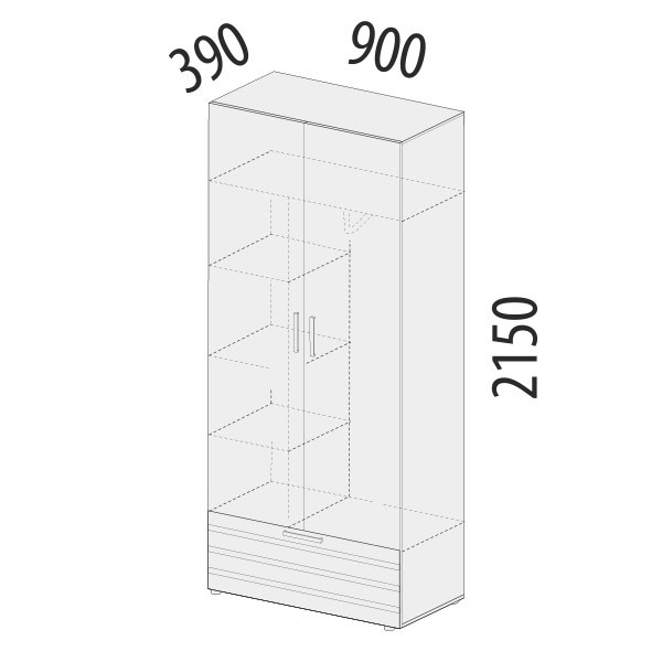 401.02 Шкаф для одежды с полками и штангой Денвер