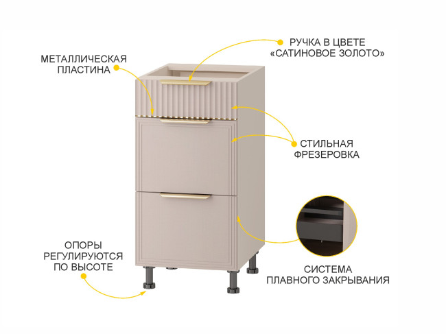 Напольный шкаф (3 ящика с системой плавного закрывания) Флоренция 107.90