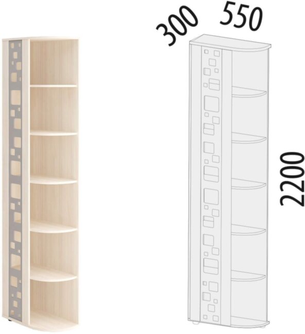 55.05 Стеллаж угловой (лев/прав) Мегаполис 300 55.05 Стеллаж угловой (лев/прав) Мегаполис 300