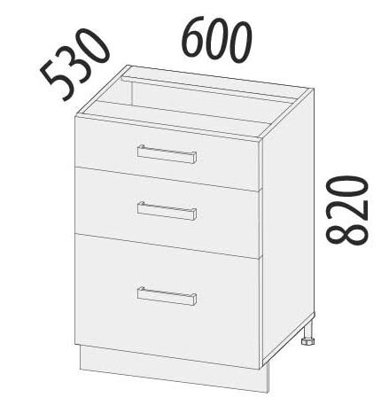 102.66 Стол с 3 ящиками 600 102.66 Стол с 3 ящиками 600