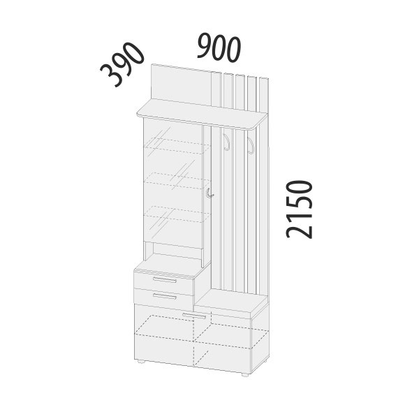 401.08 Мини-прихожая с крючками (лев/прав) Денвер 401.08 Мини-прихожая с крючками (лев/прав) Денвер