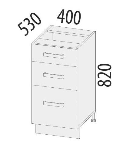 102.59 Стол с 3 ящиками 400