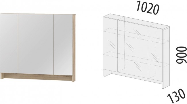 900.16 Надстройка с зеркалом Кашемир 1000