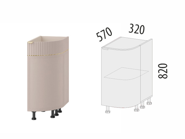 Напольный шкаф торцевой (прав) Флоренция 107.64 Напольный шкаф торцевой (прав) Флоренция 107.64