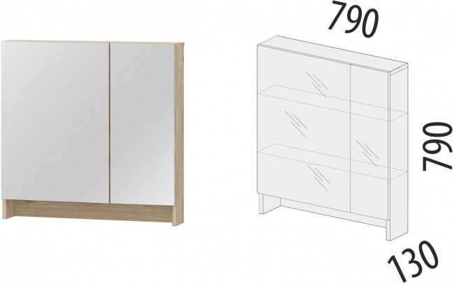 900.29 Надстройка с зеркалом Кашемир 800