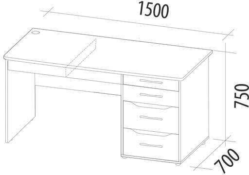 55.24.1 Стол компьютерный Мегаполис 1500