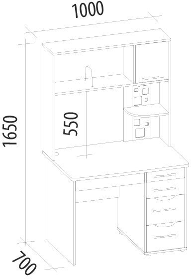55.26.1 Стол с надстройкой Мегаполис 1000 55.26.1 Стол с надстройкой Мегаполис 1000