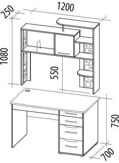 55.15.1 Стол с надстройкой Мегаполис 1200