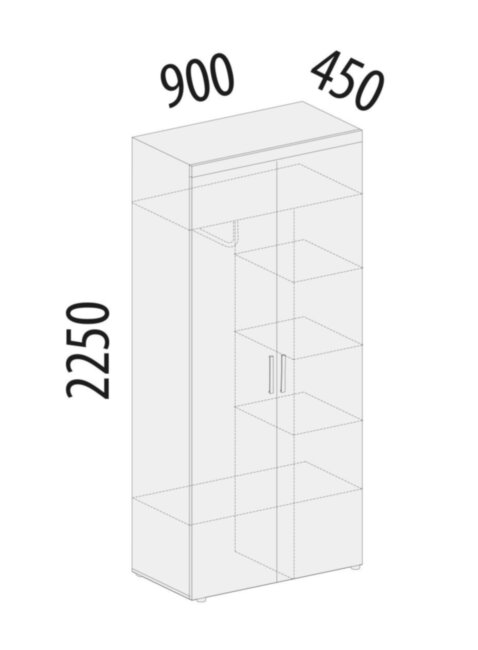 47.02.1 Шкаф 2-дверный со штангой Тиффани 900
