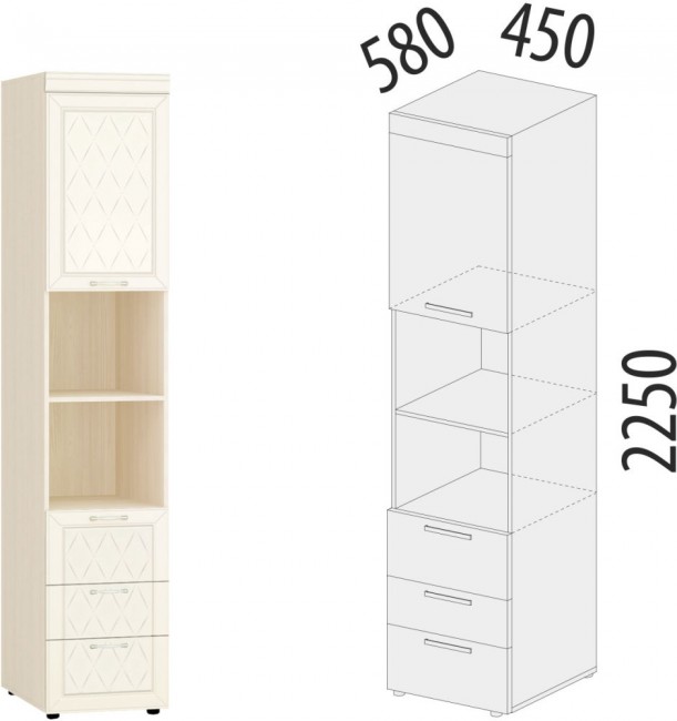 93.56 Стеллаж (лев/прав) Тиффани 450