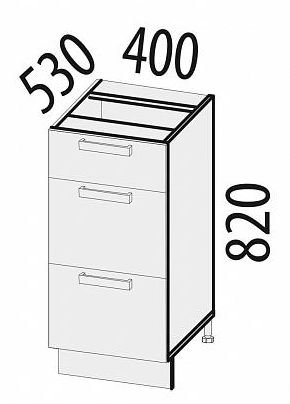 19.59 Стол с 3 ящиками 40х53х82 19.59 Стол с 3 ящиками 40х53х82