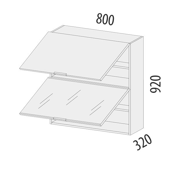 104.09 Шкаф-витрина кухонный (с системой плавного закрывания) Бостон