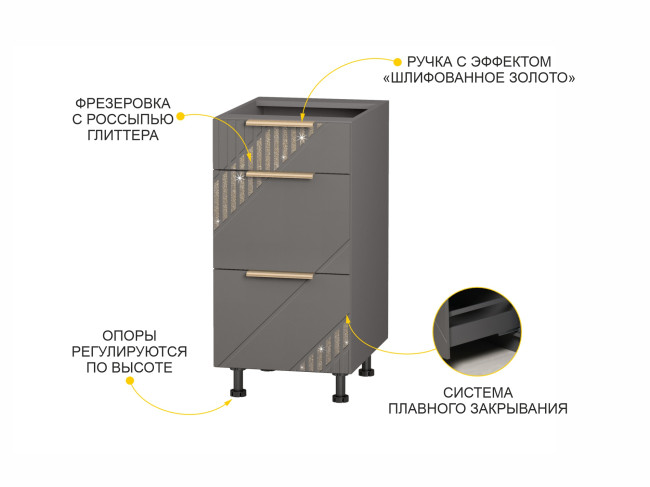 106.90 Напольный шкаф (3 ящика с системой плавного закрывания) Монако