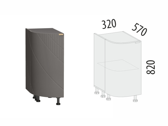 106.65 Напольный шкаф торцевой (лев) Монако