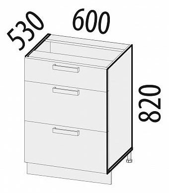 19.66 Стол с 3 ящиками 60х53х82
