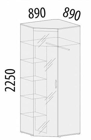 93.09 Шкаф угловой с зеркалом (лев/прав) Тиффани 890 93.09 Шкаф угловой с зеркалом (лев/прав) Тиффани 890