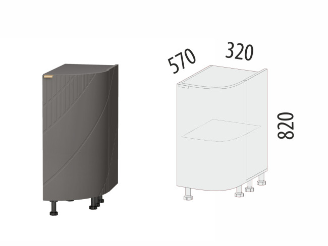 106.64 Напольный шкаф торцевой (прав) Монако 106.64 Напольный шкаф торцевой (прав) Монако