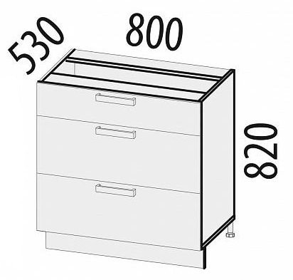 19.67 Стол с 3 ящиками 80х53х82