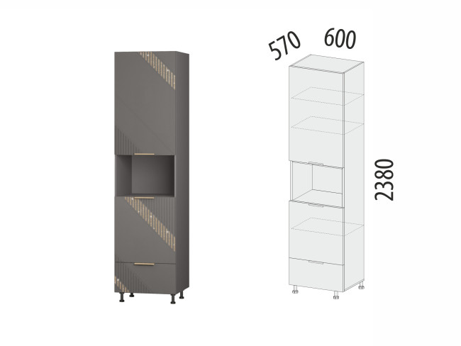 106.76 Пенал кухонный с ящиком (лев/прав) Монако