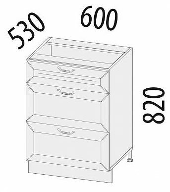 72.66 Стол с 3 ящиками 60х53х82