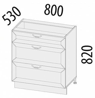 72.67 Стол с 3 ящиками 80х53х82 72.67 Стол с 3 ящиками 80х53х82