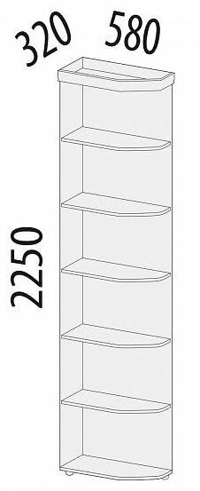 93.17.1 Стеллаж угловой (лев/прав) Тиффани 320 93.17.1 Стеллаж угловой (лев/прав) Тиффани 320