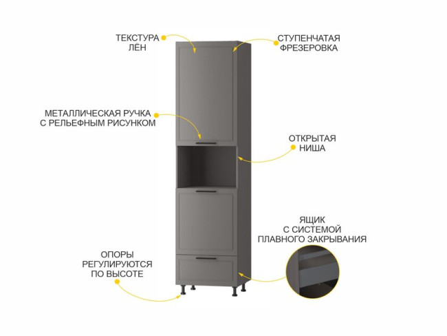 110.76 Пенал кухонный с ящиком (лев/прав) Неаполь 110.76 Пенал кухонный с ящиком (лев/прав) Неаполь